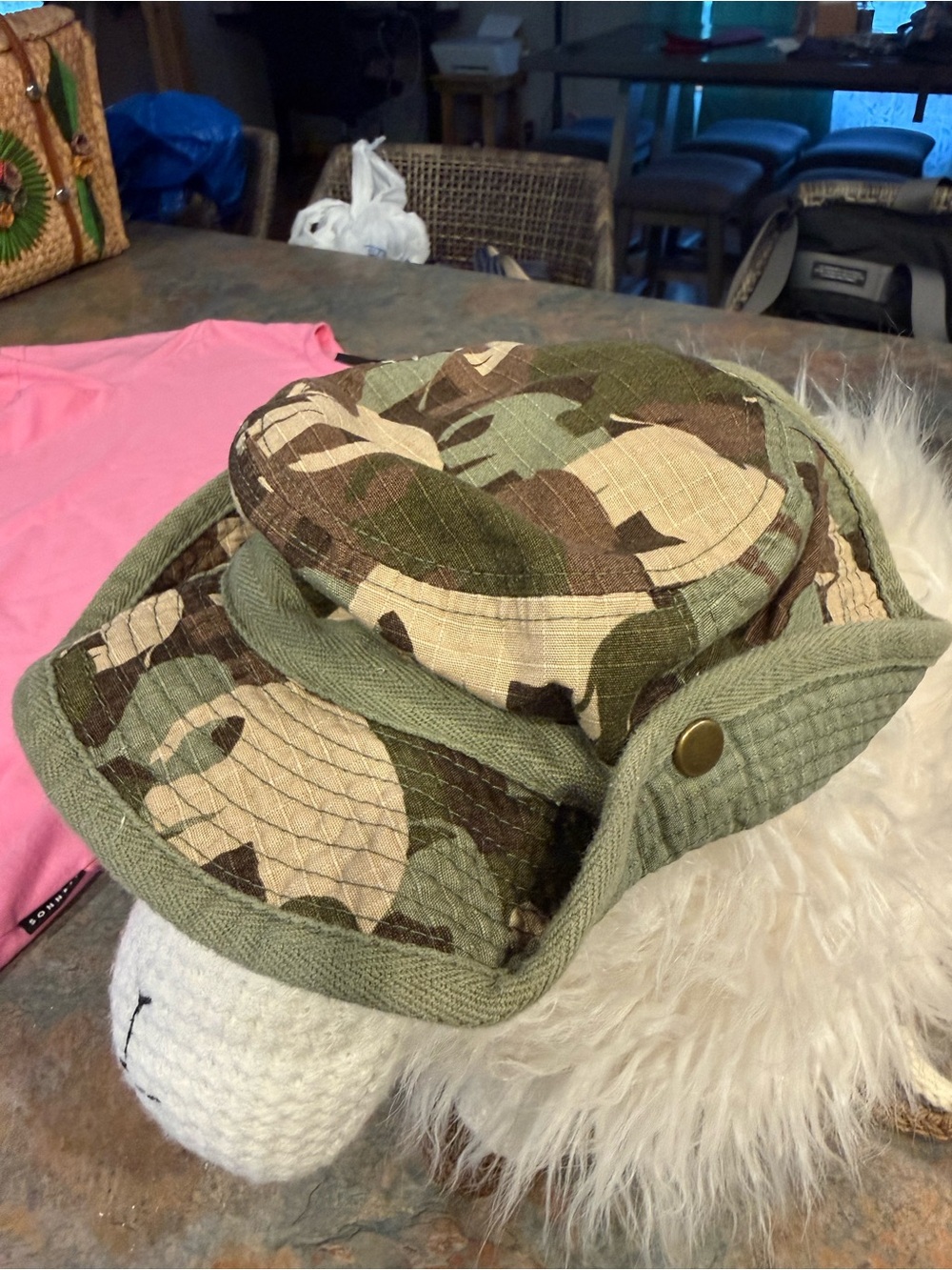 OshKosh B'gosh Kids Camo Bucket Hat with Olive Trim